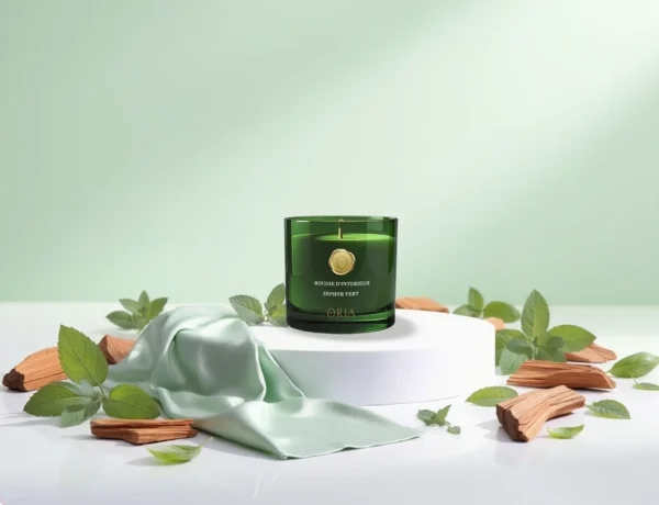bougie parfumée Zéphyr Vert ORIA parfum d’ambiance basilic thé vert bois de santal