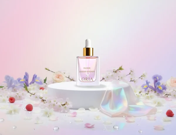 élixir Jardin d’Eden ORIA parfum d’ambiance framboise pivoine jasmin fleur de cerisier diffuseur électrique