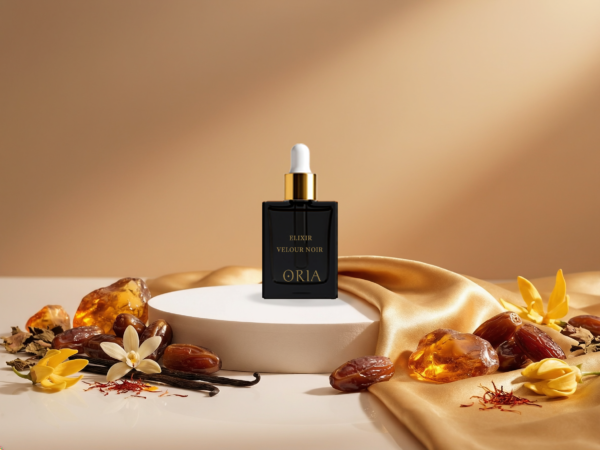 élixir Velours Noir ORIA parfum d’ambiance oriental datte safran patchouli ambre diffuseur électrique